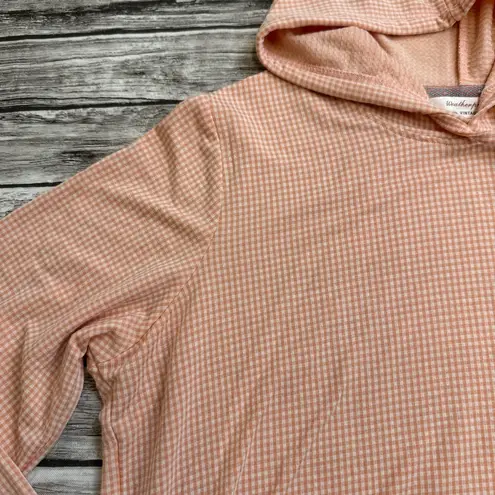 Weatherproof Vintage Womens Lightweight Hoodie Orange White Gingham M Med Medium