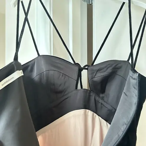 Spaghetti Strap Two Tone Cutout Maxi A