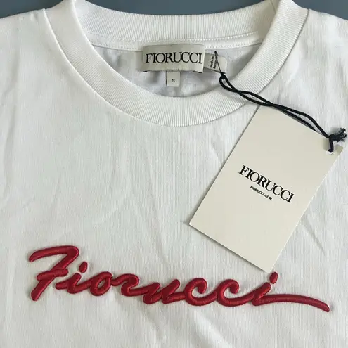 Fiorucci NWT Embroidered Squiggle Logo Relaxed White Tee Shirt