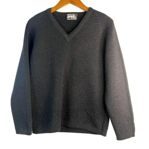 Richard Stapf & Co 100% New Wool Black Knit Vneck Austrian Ski Sweater S/M