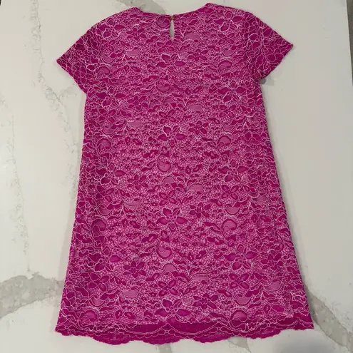 CeCe by Cynthia Steffe Floral Lace ShortSleeve Shift Dress Womens 6P FuchsiaPink