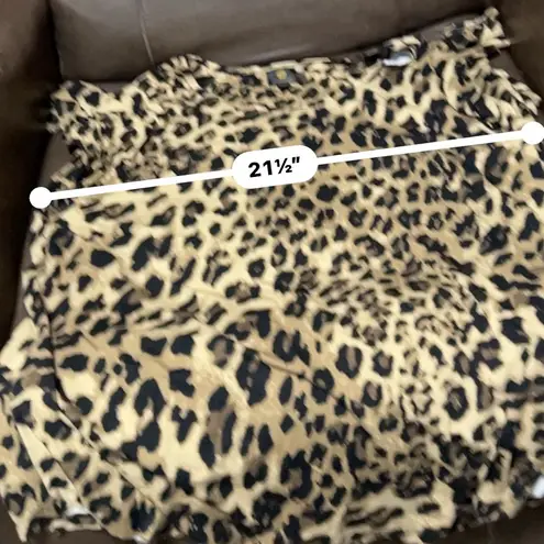 JM Collection Women's Top XXL Brown Leopard Print 3/4 Sleeve