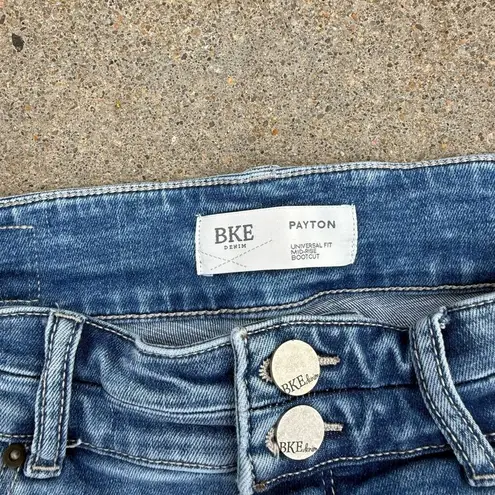 BKE Buckle Payton Universal Fit Mid Rise Boot Cut Frayed Knee Blue Jeans 30R