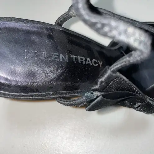 Ellen Tracy Black Pointed Toe Heels with Ankle Strap Size 8.5