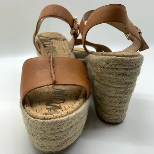 Sam Edelman  Maura Leather Espadrille Platform Brown Wedge Sandal Size 10 M