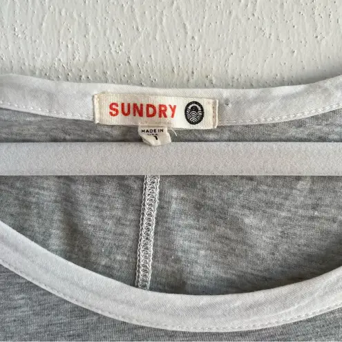 Sundry  Top Anchor & Love Baseball-Style Long Sleeve (Raglan) Tee Sz 1/Sz S EUC