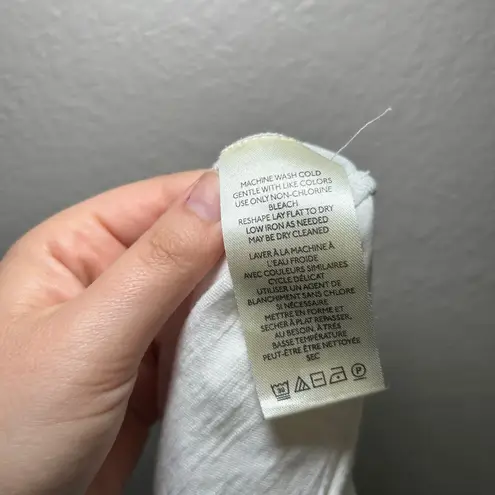 Pilcro Lace Torn Tee White Lace Trim Cropped Boho Top M coquette girly beach