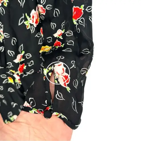 Veronica Beard Arielle Silk Faux-Wrap Dress Black Floral Multi Midi Length