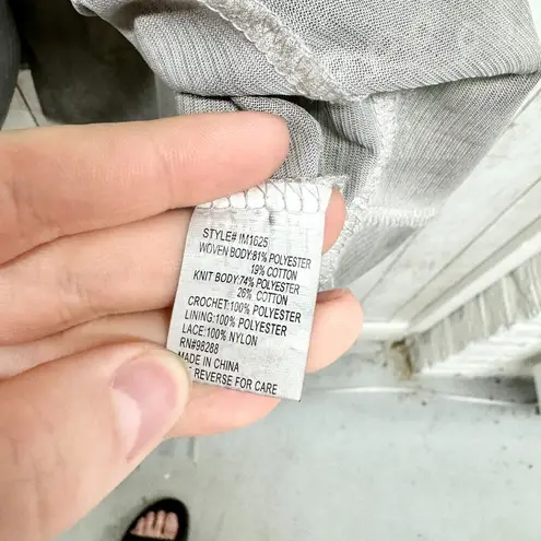 Cal Style Tunic Top Blouse Women Large Lagenlook Boho Gray Layered Crochet Boho