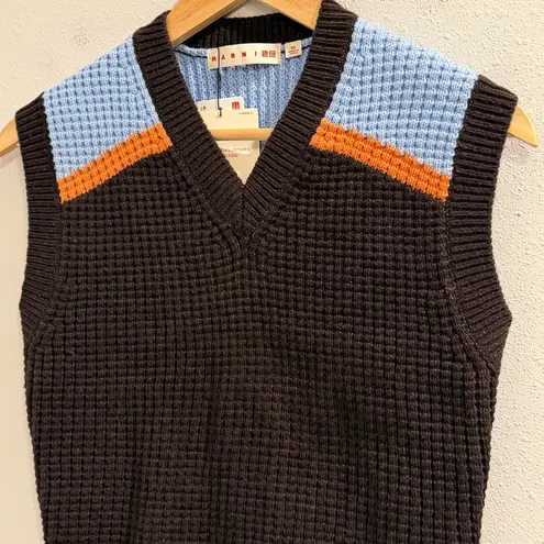 MARNI Uniqlo NWT Women’s XS Brown Wool Blend Knit V