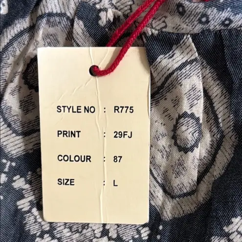 Raga  Ornate Gray and Cream Tapestry 100% Cotton Slitted Skirt Pom Pom Hem Size L thumbnail 12