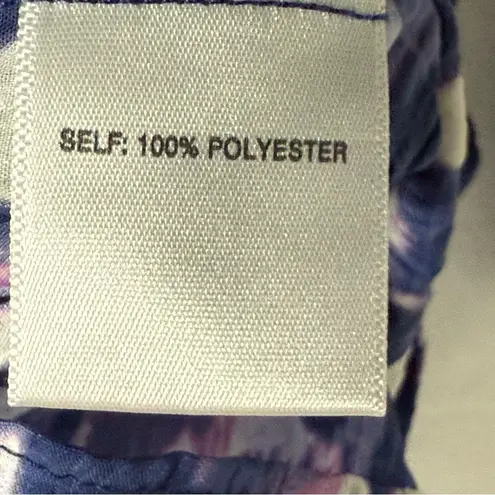 Rose + Olive Rose + Olivia Women Y Neck Top 1X Purple Abstract Watercolor Button Front Flowy