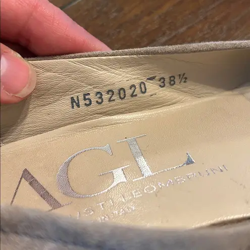 AGL Women's Taupe Suede Loafers with Fringe Detail size 38 (8) Tan