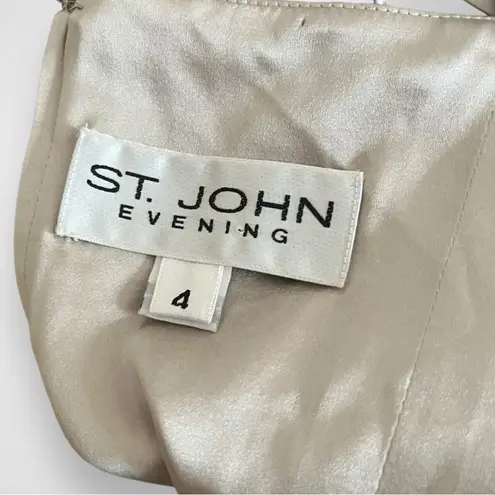 ST JOHN EVENING Champagne/Light Gray Silk Corset Camisole Size 4 | EUC