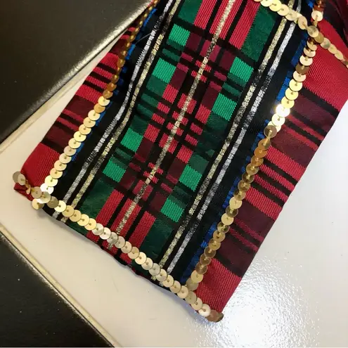 Vintage 80s 90s Rimini Tartan Blazer Plaid Sequin Red Green Gold Red Fitted sz10 Multiple Size 10