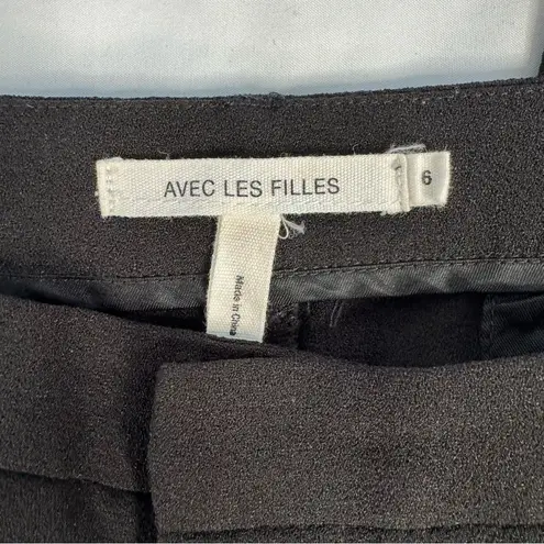 Avec Les Filles Size 6 Black Crop Ankle Tapered Trouser Pants Office Minimalist