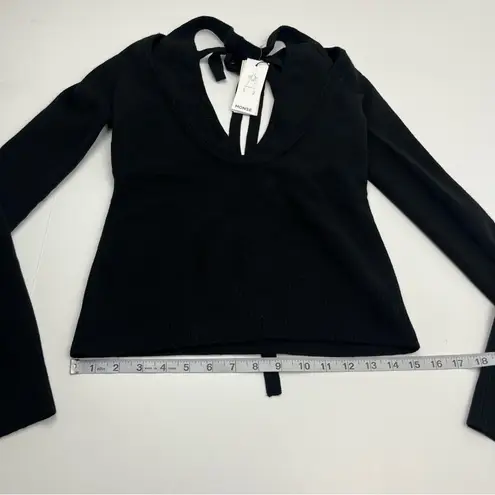Monse Bikini Long Sleeve Knit Top Womens Size Small Merino Wool Blend NEW Black