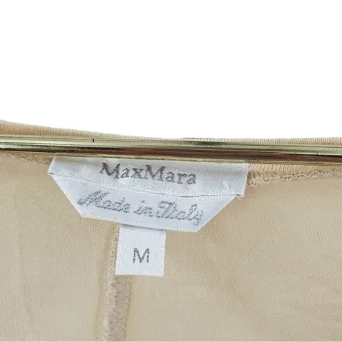 Max Mara Size M Scoop Neck Tee Shirt Beige Tan Quiet Luxury Old Money Aesthetic