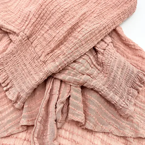 Flawless Gauzy Womens M Bohemian Tie Front Top Mauve Pink Lightweight Summer