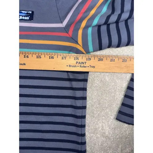 LL Bean Womens Rugby Sweatshirt Small Stripe Pullover Mock neck 1/4 Blue