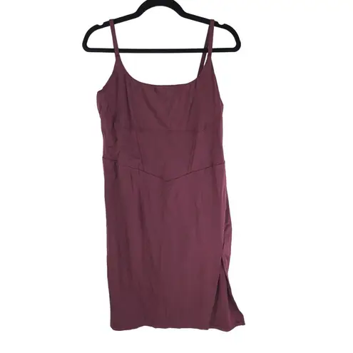 Halara Spaghetti Strap Square Neck Corset Bodycon Midi Casual Dress Purple XS