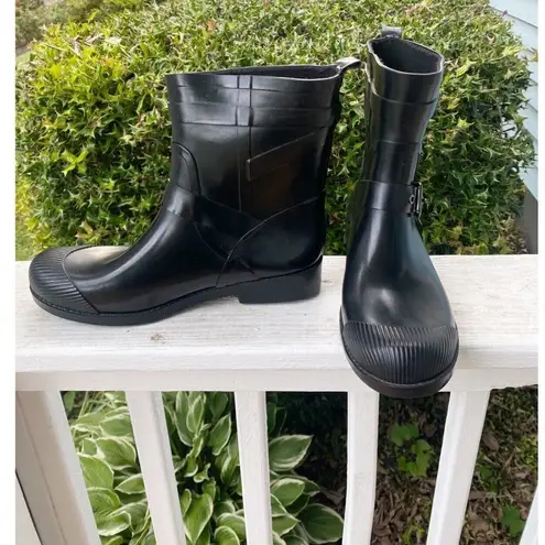 Coach  Black Short Rain Boots with Buckles Size 8