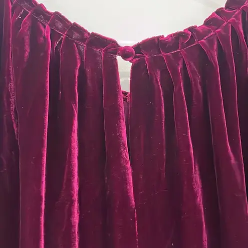 Roberta Freyman Small Burgundy Red Velvet Cap Sleeve Dress