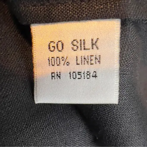 Go Silk Shirt 1X 100% Linen Button Front 3/4 Tabbed Sleeves Button Cuff PocketS Black - Image 11