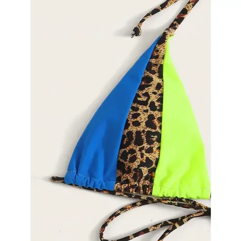 SheIn  Colorblock Triangle Tie Side Bikini Swimsuit Size M.