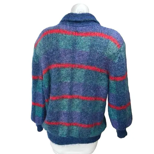 Ervevax Women's Multicolor Double Breasted Long Sleeve Collar Cardigan Sweater M Size M