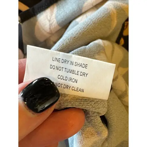 Angel Biba Black Floral Print Long Flare Sleeve Cut Out Detail Romper Size 6