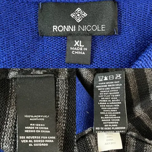 Ronni Nicole  Sweater Dress XL Stripes Royal Blue Black Gray New