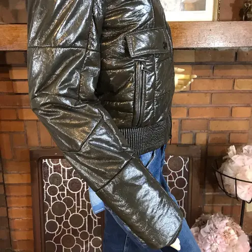 FRATELLI ROSSETTI BROWN LEATHER & BEAVER FUR COLLAR BOMBER JACKET (40) Size undefined