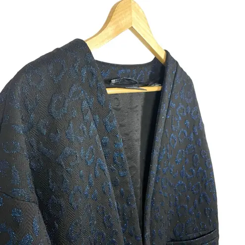 Scotch & Soda Women’s Glitter Leopard Blazer in Black/Blue Size S