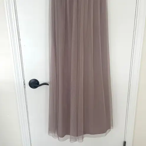 Amsale Aliki G98U Tulle Maxi Dress Formal Evening Gown Party Bridesmaid Size 2 Tan