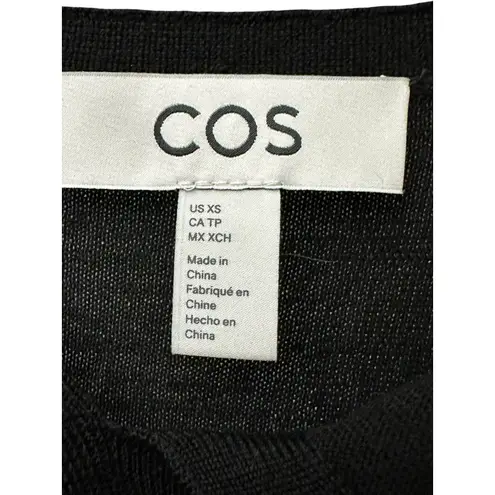 COS Sweater Top XS Black 100% Wool Womens Lightweight Pullover Scarf Wrap #K6-7
