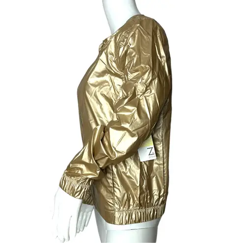 Zella Z by  Women's Shimmer Gold Athletic Jacket Full Zip Black Zipper