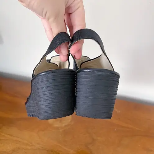 Fly London • Ylva Wedge Sandal black leather lace up gladiator platform open toe