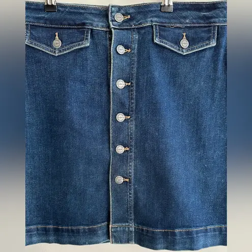 Loft  Button Down Denim Skirt, Dark Wash, Size 8