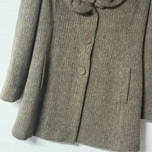 Cannella Coat Women XXL Brown Lana Wool Blend Button Front Long Detail Collared