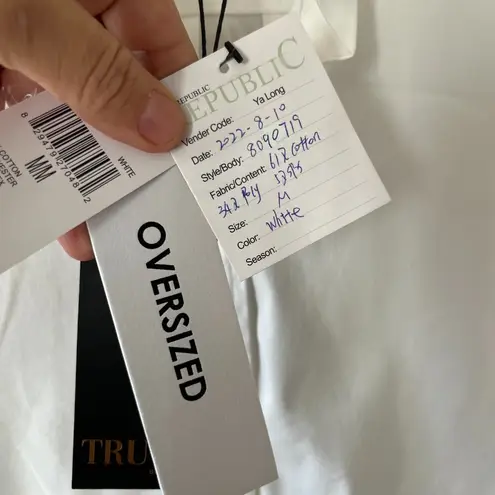 Truth by Republic Sz M White Cotton Blend Long Sleeve Oversized Dress Shirt Size M
