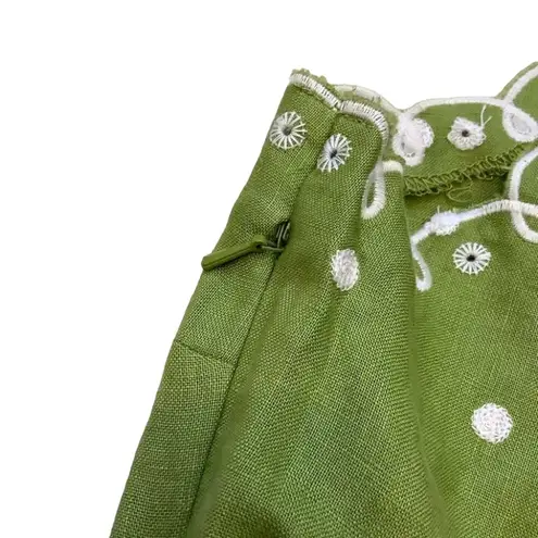 Grace Elements Size 14 Green Linen Grassy Field Embroidered Spring NWT New Cute