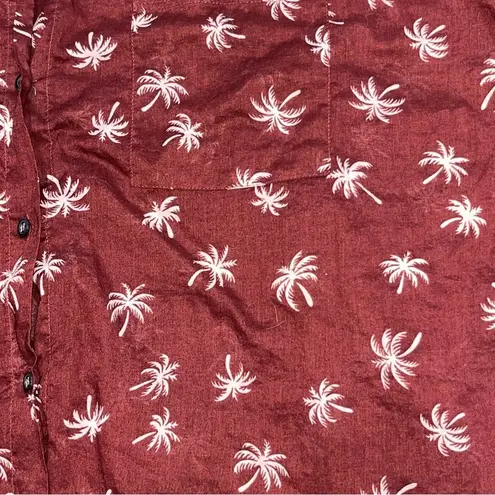 Madewell  Maroon Palm Tree Courier Button Down Short Sleeve Top Shirt size Small
