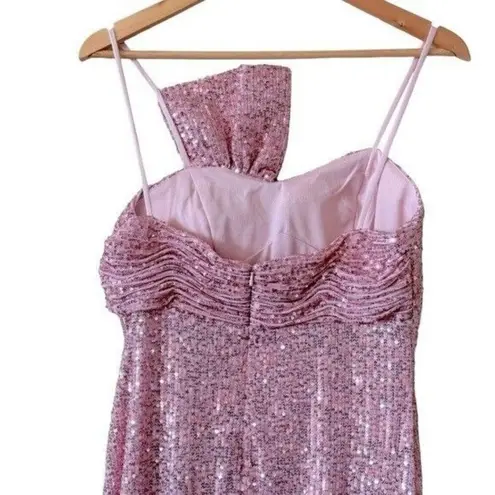 Mac Duggal IEENA for Sequined Faux Bow Column Gown Pink Sequin Size 6 NEW
