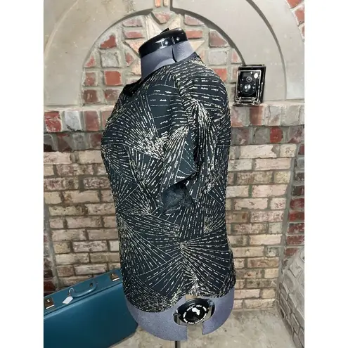 1980s top Silver gold black Metallic geometric Size L
