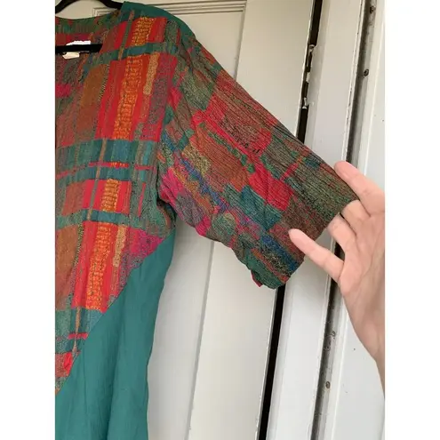 C.M. Shapes Dark Red and Green Plaid Button