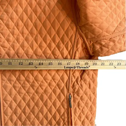 Weatherproof Vintage soft orange quilted coat, waterproof lining, Size L