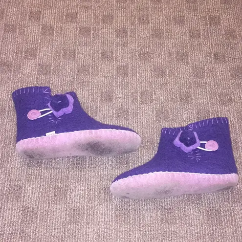 Purple Floral Clemente Wool Slipper Bootie Size 7