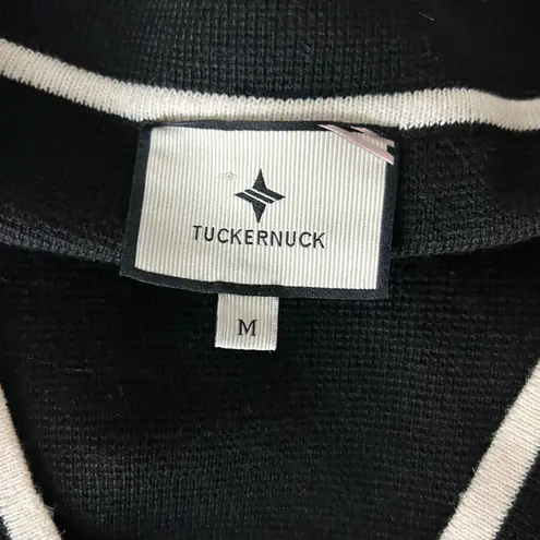 Tuckernuck Lauren Black White Striped V Neck Button Front Cardigan Sweater Sz M Size M