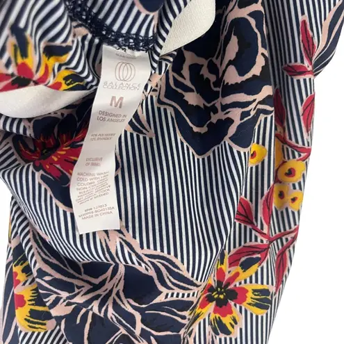 Balance Collection Women's Size Medium Blue Striped Floral Knee Length Dress